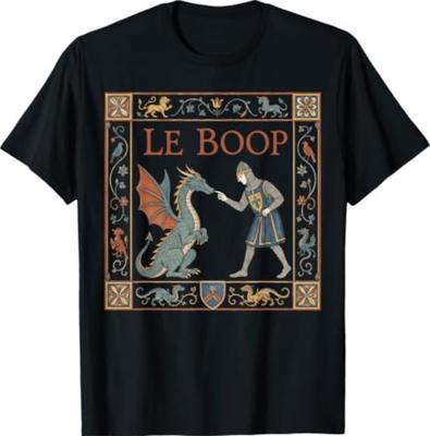 Le Boop Orta Çağ Şövalyesi Ejderha Fantezi Mizah Tişörtü