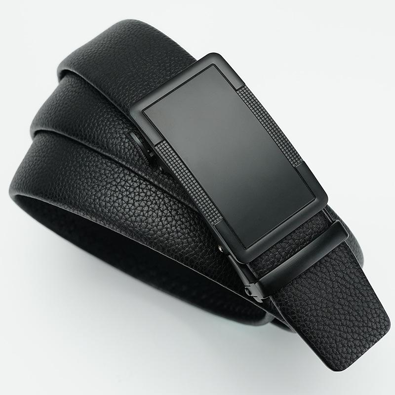 Men's New Belt Automatic Buckle Belt Trousers Belt Black Slim Belt