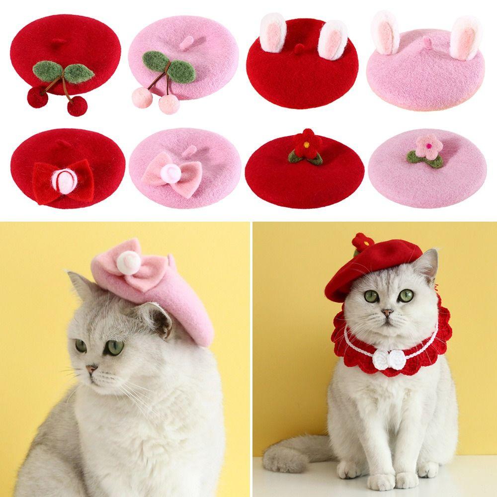 

Cute Wool Warm Earmuffs Pet Headgear Dog Ear Muffs Dog Beret Hat Pet Cap