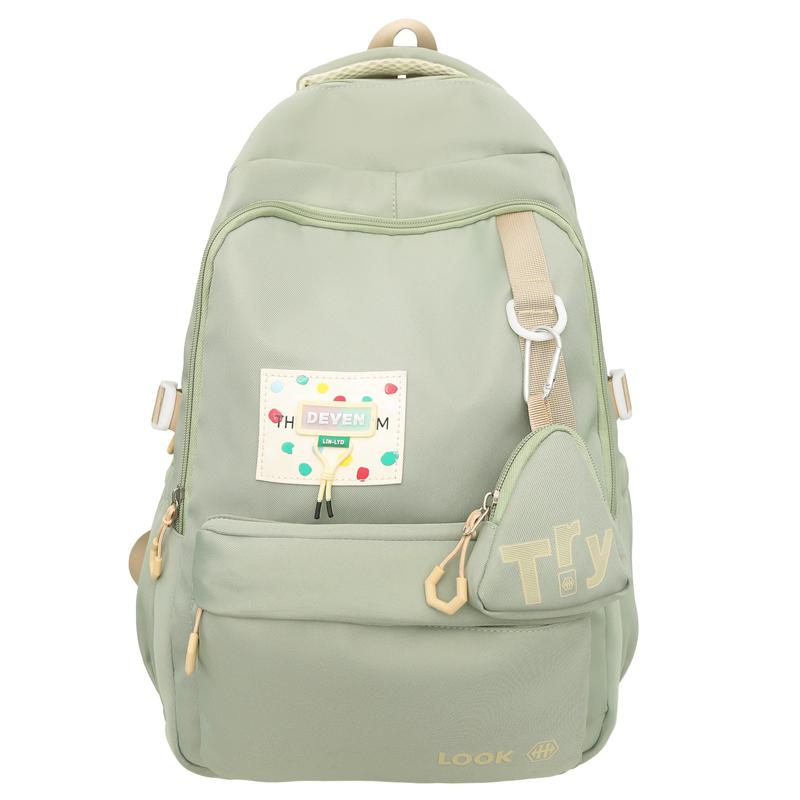 

Однотонный большой вместительный дорожный рюкзак, женский легкий рюкзак для учеников младших классов средней школы с кошельком для монет светло-зеленый