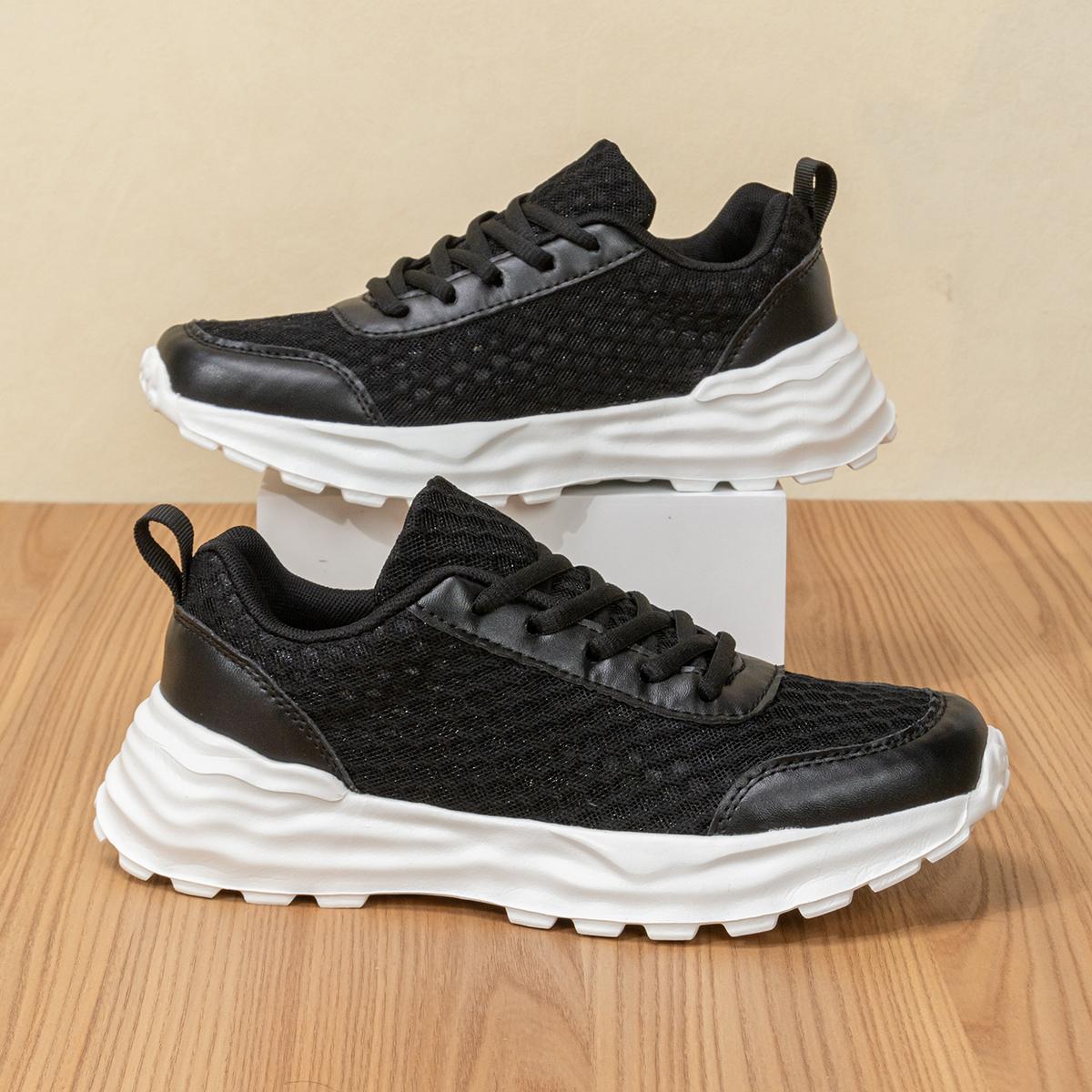 

Новая женская повседневная обувь, обувь для пар, повседневная спортивная сетчатая дышащая весенне-летняя обувь для ходьбы, белые кроссовки 45 чёрный