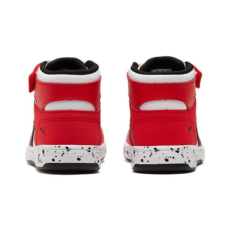 Puma Rebound LayUp Little Kid Speckled - High Risk Red Kids Sneakers White Black 386925-01