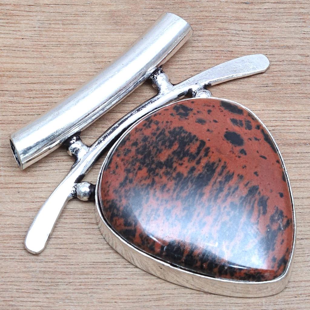 Mahogany Obsidian Handmade Women's Unisex Silver Jewelry Pendant 1.75