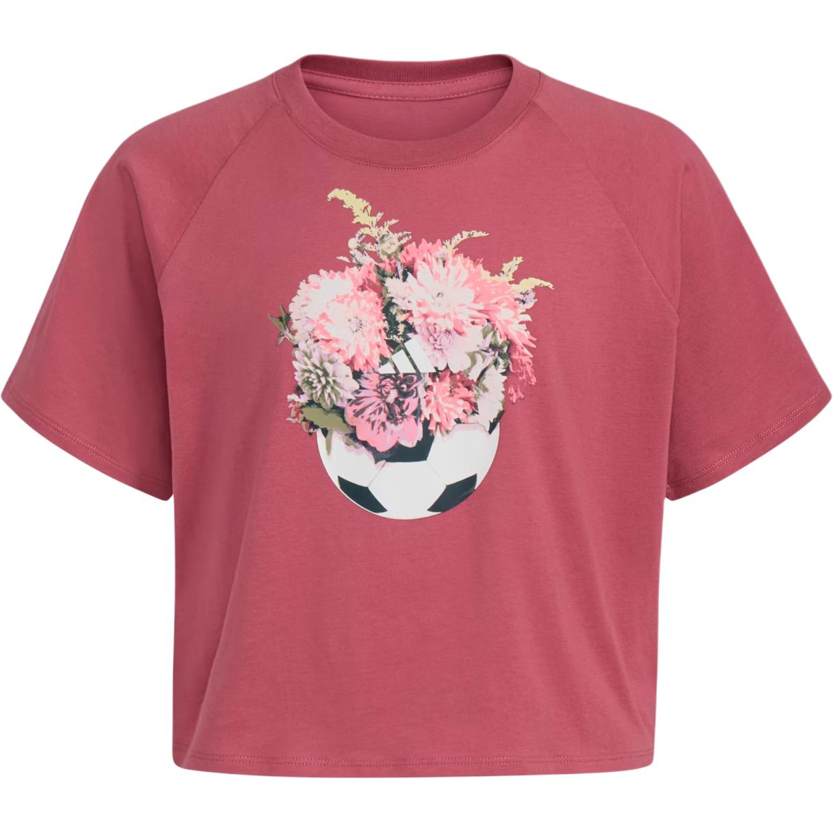 

Adidas Soft Everyday Pattern Printed Crew Neck Short Sleeve T-Shirt Kids Tops Deep-Red IV3746 L