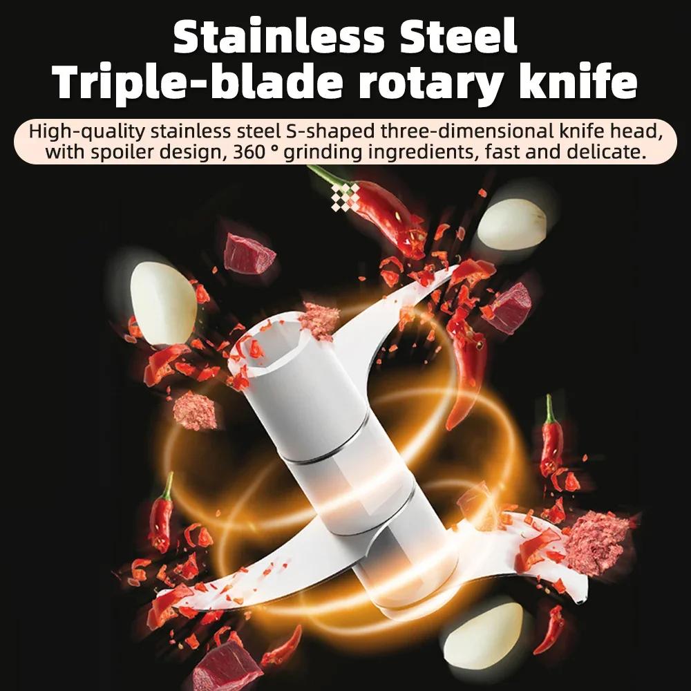 250 ml manuelle Küchenmaschine, Mini-Kabelloser Gemüseschneider mit Griff, multifunktionaler Knoblauchstampfer, Handkurbel-Knoblauchstampfer