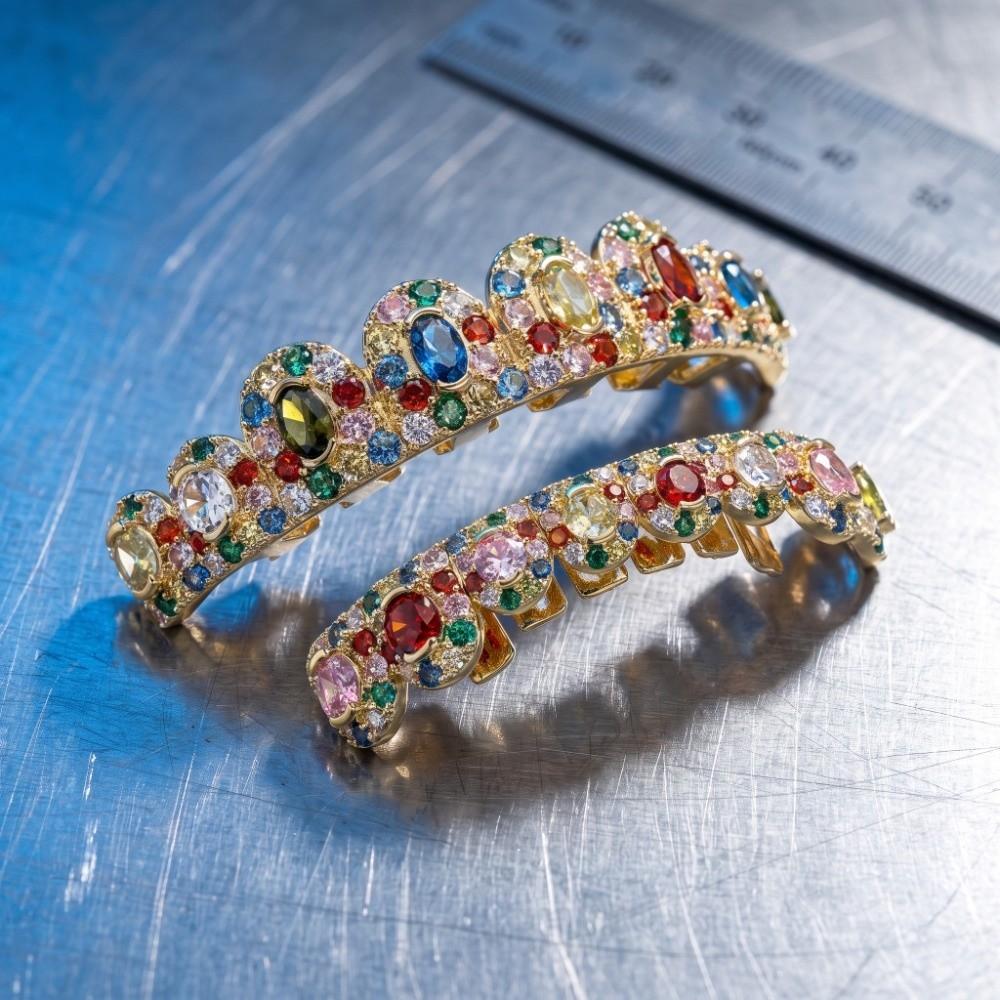 1Pc/set Rainbow Teeth Grillz Top Bottom Set Candy Color Teeth Jewelry Teeth Grillz Caps Halloween