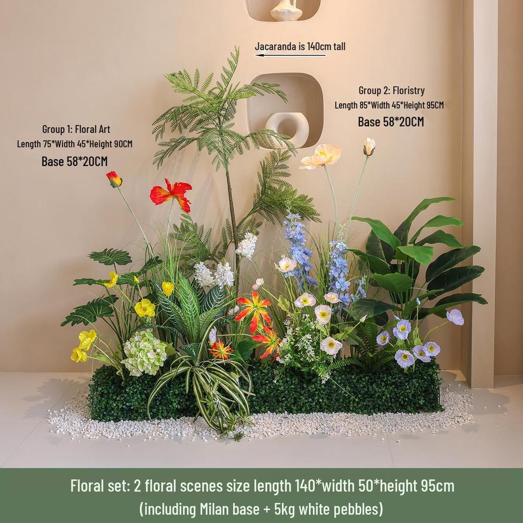 Artificial Green Plant Floral Arrangements for Indoor Decor in Hotels and Shops