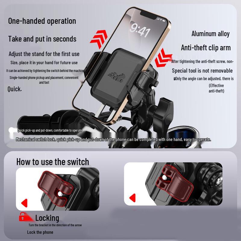 Lishi U-Handlebar Shockproof Phone Mount