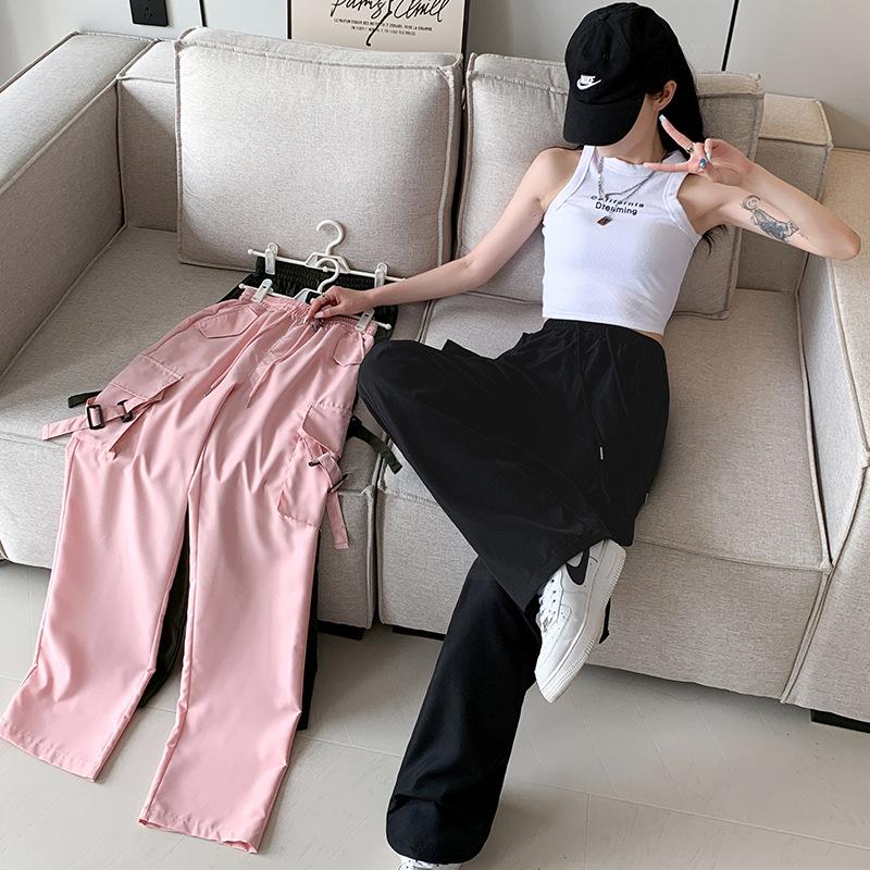 Hot Season New Wide-leg Pants, Thin High-waisted Retro Style Drawstring Version Casual Pants