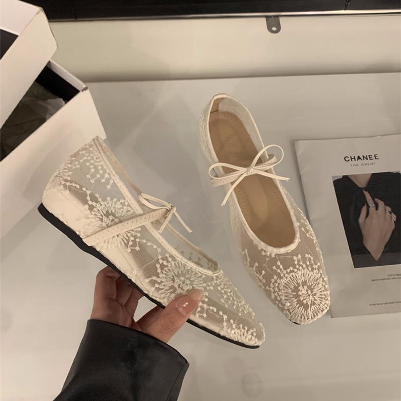 Fashion Bailamos Brand Women Flats Fashion Mesh Flat Shoes Ladies Elegant Mary Jane Shoes Soft Sole Outdoor Dress Ballerinas Shoes