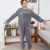 Damen Herren Fleece-Pyjama-Set, warm, leicht, Pyjama, Flanellpullover, Kapuzenpullover, Hosenanzug, Nachtwäsche