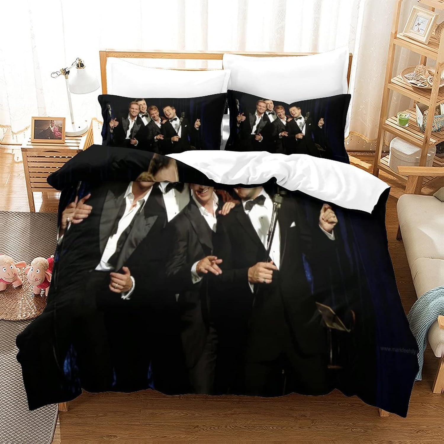 Boys Bands 3D Printed Duvet Cover Set Brushed Microfibre Soft Quilt Covers Easy Care Hotel Quality Bedding Sets Set with Zipper 135x200cm