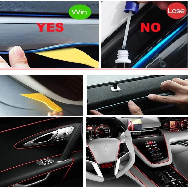 Car Interior LED EL Neon Strip USB Flexible Ambient Light, 3M/5M Optional DIY Atmosphere Lamp for Auto Interior Decoration
