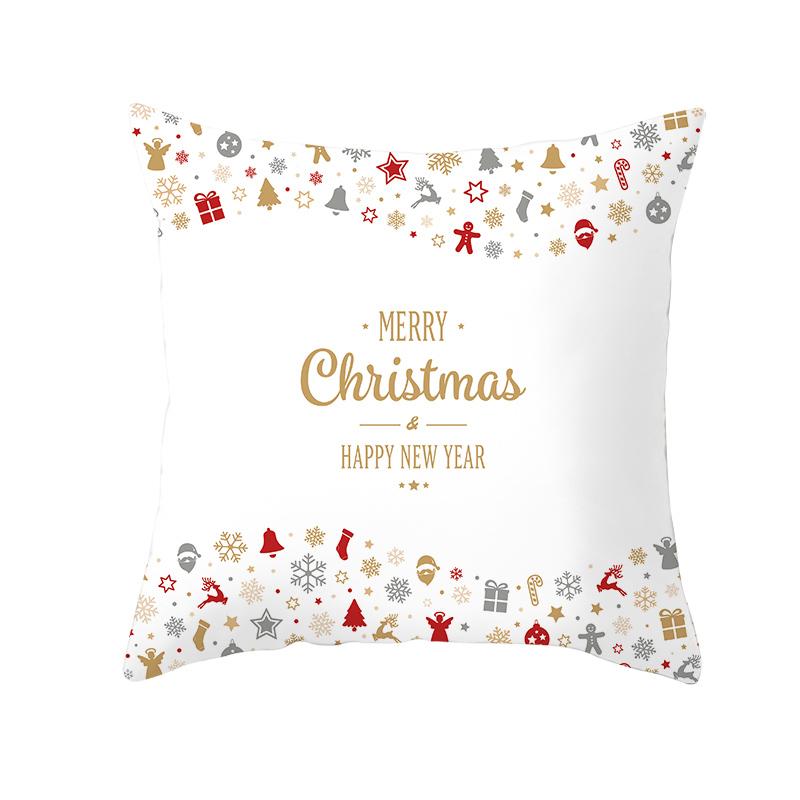 White Christmas Pillow Case Cute Santa Claus Elk   Cover Winter Snowflake Decorative Cases
