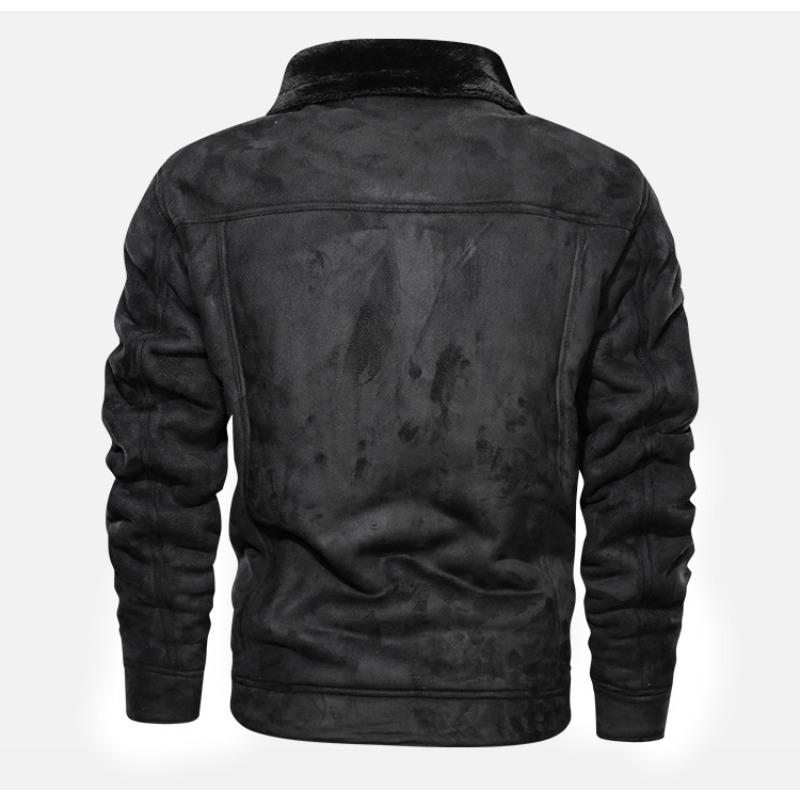 Spring and Autumn New Velvet Trend Loose Leather Jacket Men's Locomotive Clothing Pilot Leather Jacket PU Leather Jacket