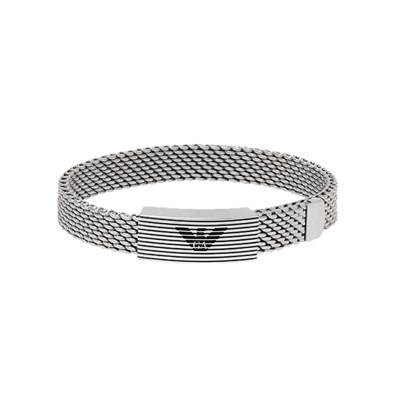 Emporio Armani Woven Eagle Logo Stylish Simple Bracelet Unisex Bracelets Silver EGS3150040 Basic Packaging-Box