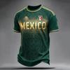 Men's Casual Printed Crew Neck Lightweight Breathable Short Sleeve Shirt Soccer Themed Graphic Mexico Lettering Design