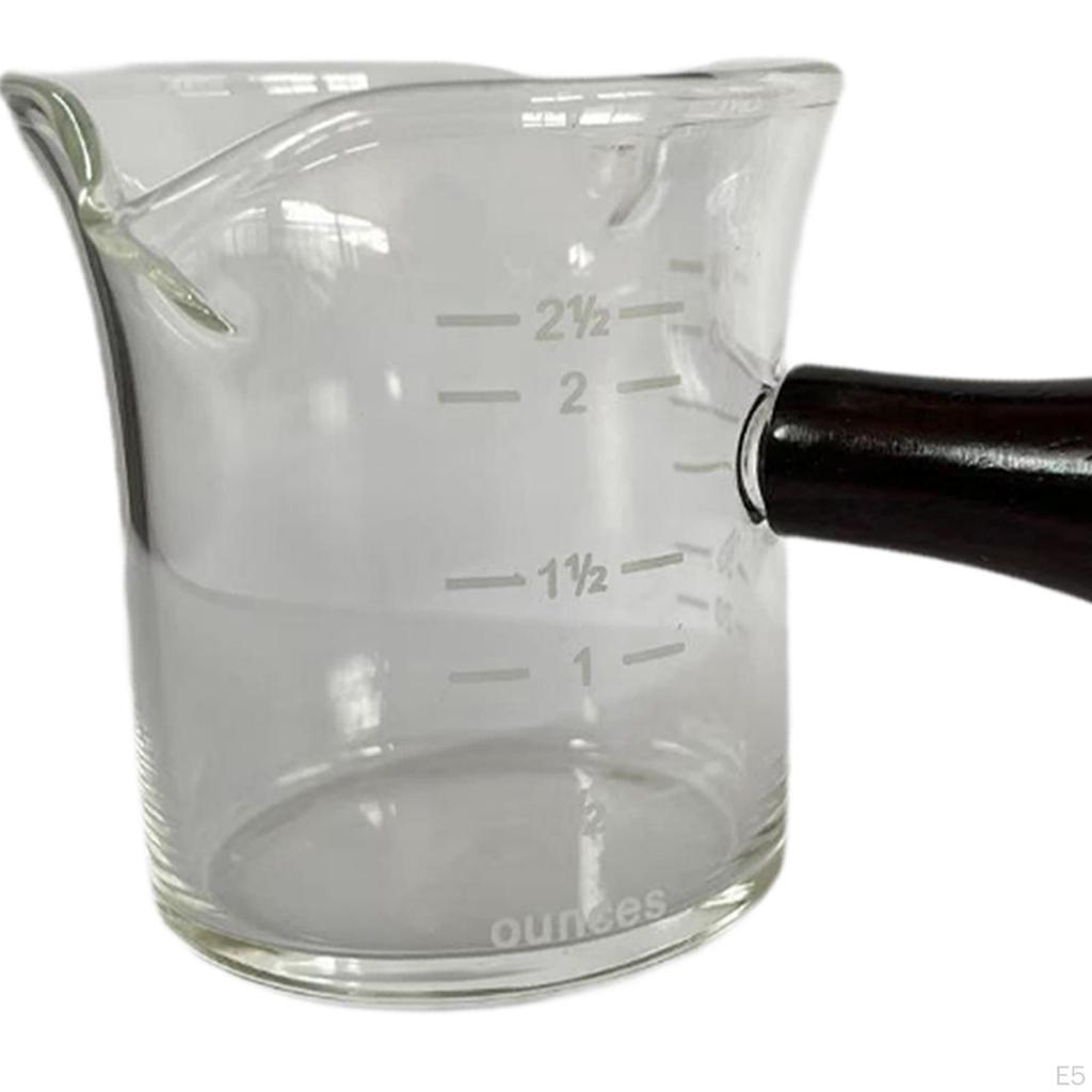 Clear Glass Jug with Double Spout for Espresso and Milk Measurement