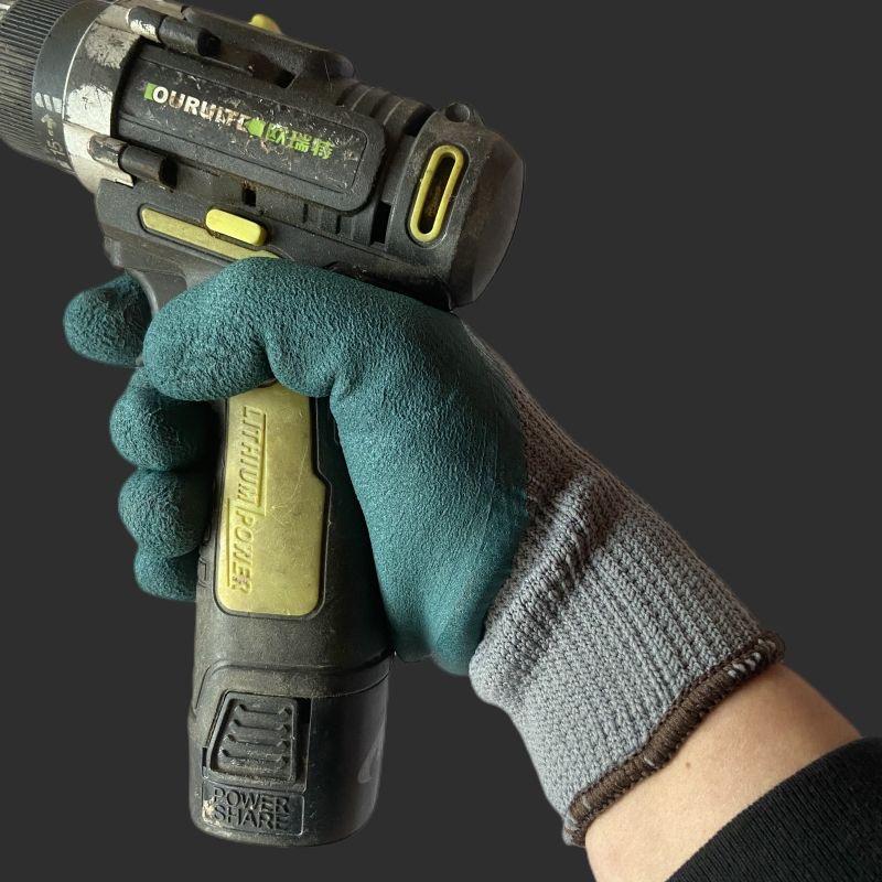 Vinterfortykkede og fløyelsbelagte dekkgummi Slitebestandige Anti-skli Byggeplass Arbeidsvernhansker Byggehansker