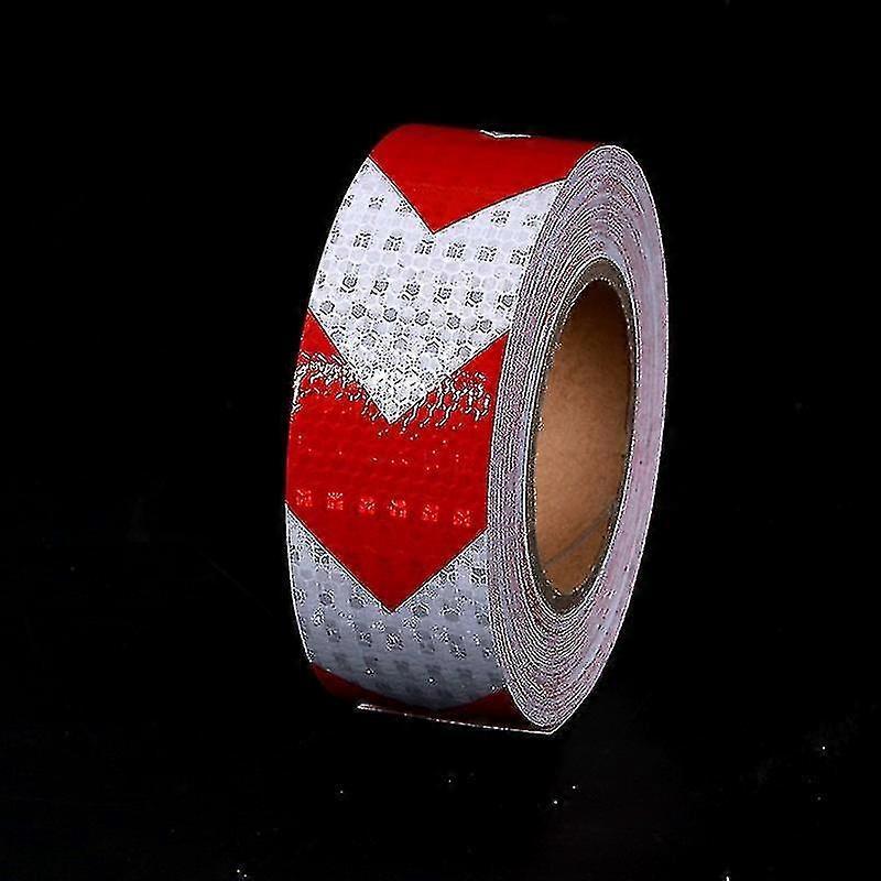 25mx5cm Reflective Warning Tape, Reflector Safety Tape For Arrow Orientation, Warning Sign, High Visibility, High Intensity, Arrow In Red And White - 
