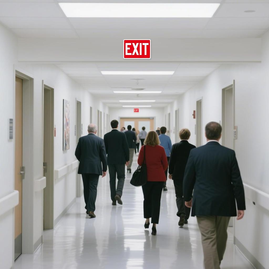 (2 Pack) Exit Signs, Aluminum Exit Sign with Red Background, Exit Signs for Door and Wall Mount - High Visibility Reflective Safety Sign, Easy To