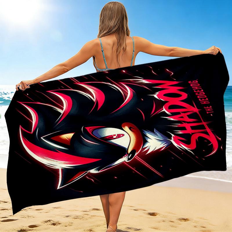 1Pc Shadow Hedgehog Artwork Beach Towel, Quick Dry, Multi-Use for Beach Pool Gym Yoga Home Travel, Christmas, Halloween, Xmas Gift ES92923