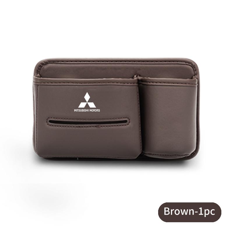 Car Logo Seat Slot Leather Storage Tissue Box Holder Auto Decorative Accessories For Mitsubishi Outlander Lancer Eclipse Mirage MF8