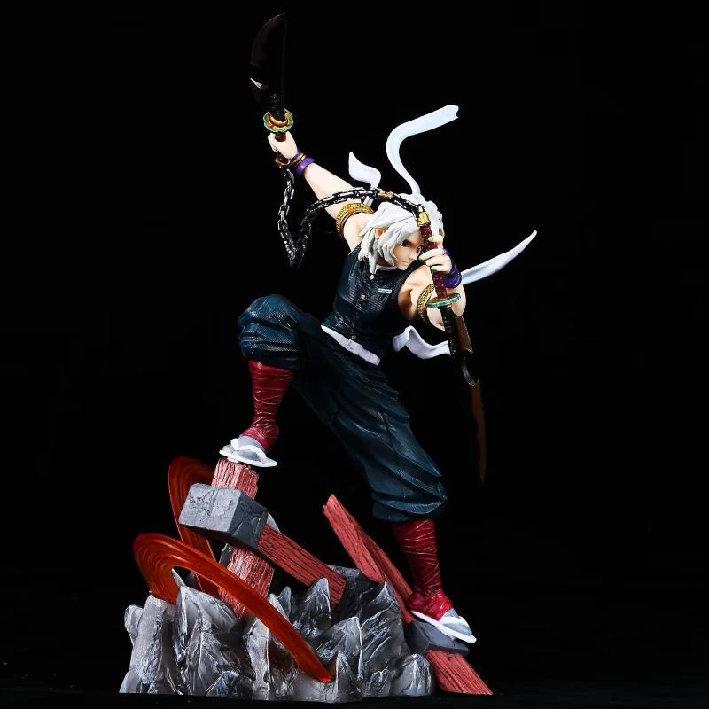 27cm Demon Slayer Uzui Tengen Action Figure Double Head Sculpt Battle Gk Statue Anime Model Desktop Decoration For Collectors