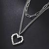 My Shape Punk Pixel Herz Halsketten für Damen Herren Edelstahl Geometrischer Anhänger Halskette Kasten Kette Mode Party Schmuck