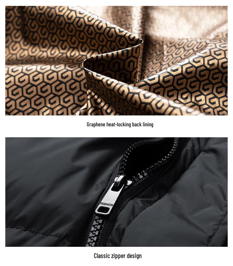 Herren Trendy Kapuzen-Wintermantel Schwarz-Gold Graphen - Lässig, Dick, Vielseitige Oberbekleidung