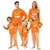 Family Matching Halloween Face Print Long Sleeve Pajama Set with Raglan Sleeves and Straight Leg Pants