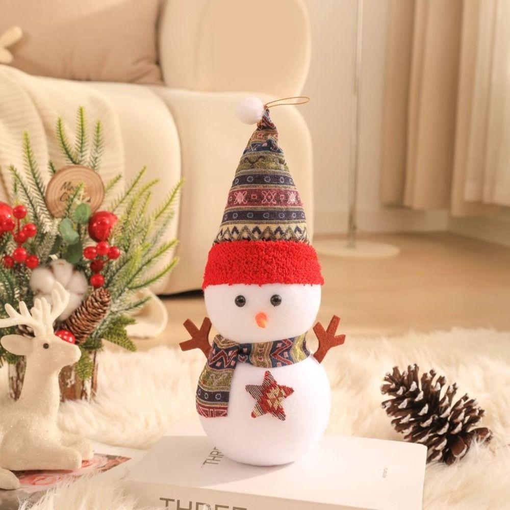 Cartoon Snowman Plush Toy Scarf Snowman Stuffed Dolls Christmas Snowman Plush Doll  Party Favors