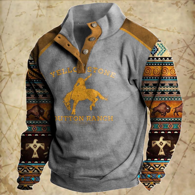 Vintage Men's Hoodies Autumn Long Sleeved Street Button Pullover Oversized Clothing for Men Sweatshirt Fashion Casual Hoodie