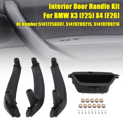 Zestaw czarnych wewnętrznych klamk do drzwi 51417250307 dla BMW X3 (F25) X4 (F26)