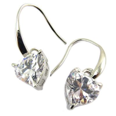 [P7379] - Silver White 'Love' Designer Earrings - 10x10 Mm
