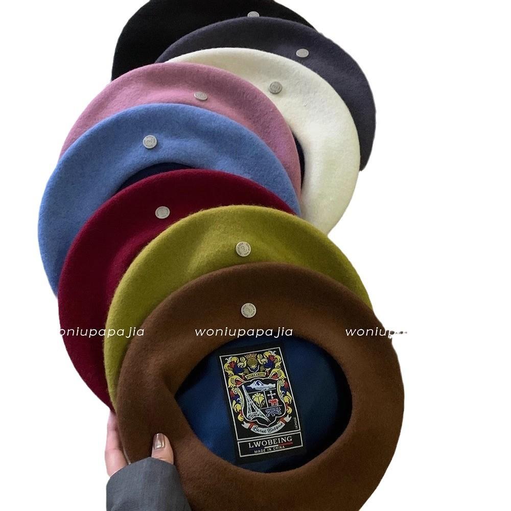 Beret Women's Autumn and Winter Versatile Temperament Retro Fashionable Small Fragrance Style Solid Color Hat Showing Small Face