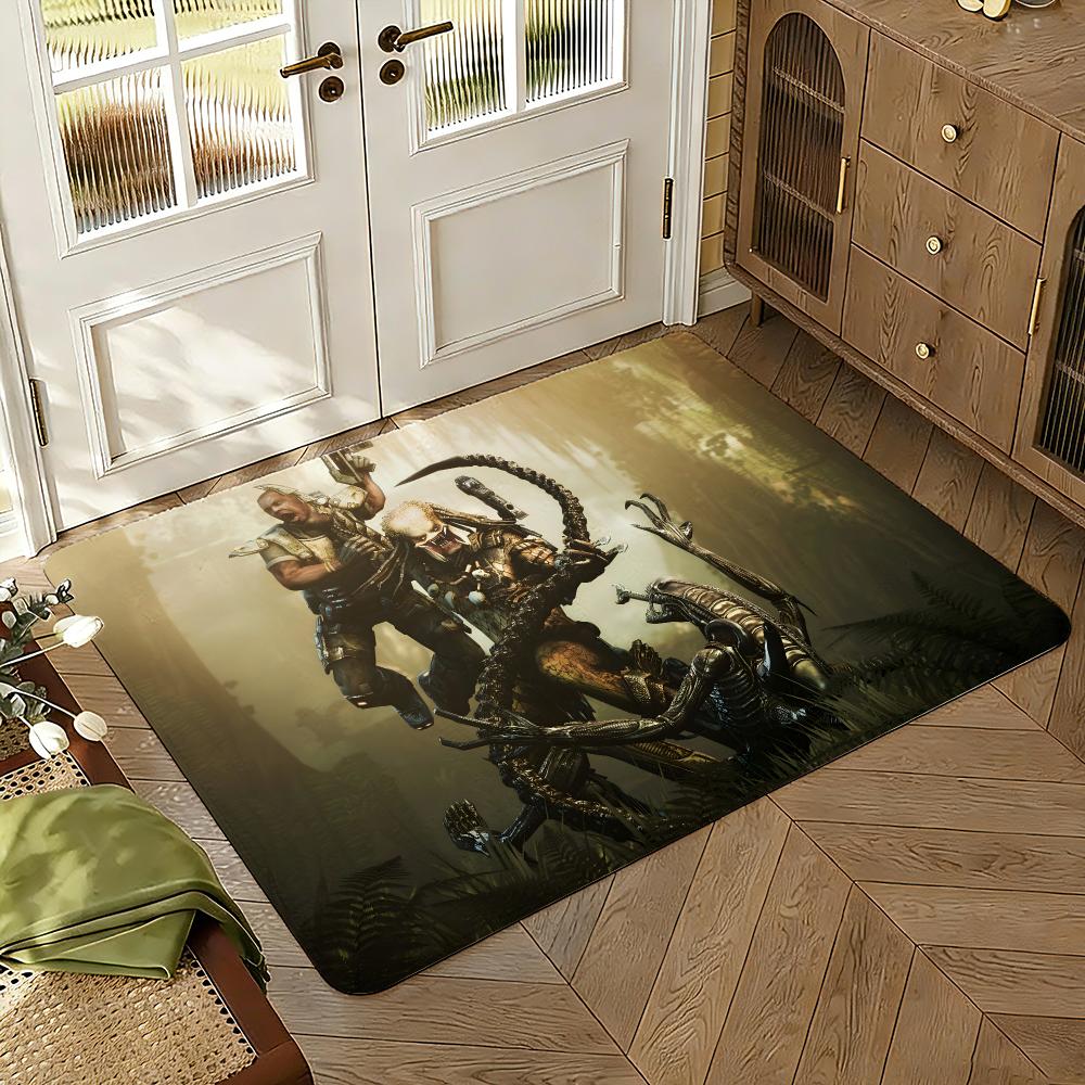 Predators Sci-Fi Movie Fans Floor Mat Soft Thickened Absorbent Non-Slip Bedroom Living Room Door Mat Home Decor Flannel Rugs