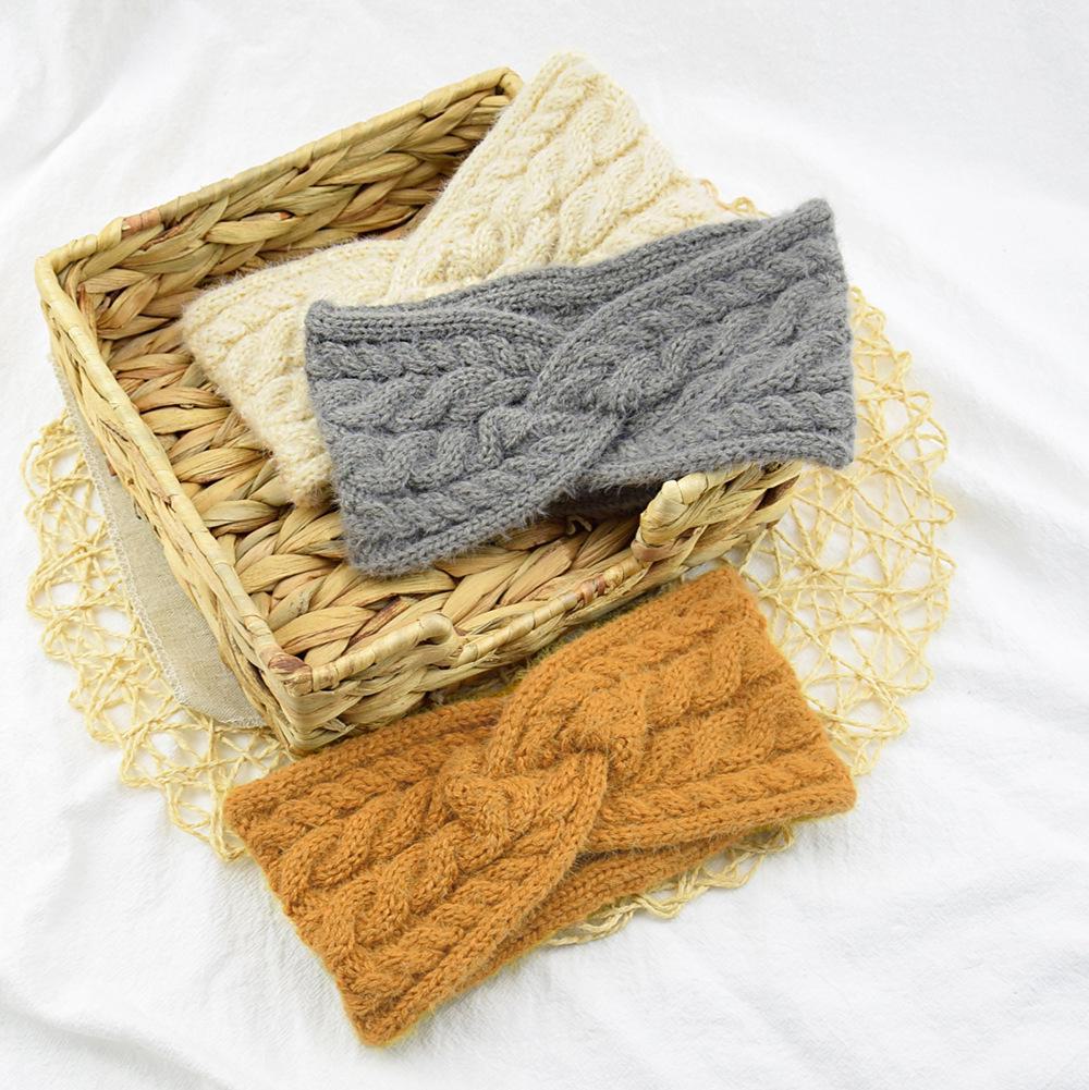 Fascia per capelli a treccia doppia europea e americana con paraorecchie - Accessorio per capelli in finta lana di visone per autunno/inverno caldo