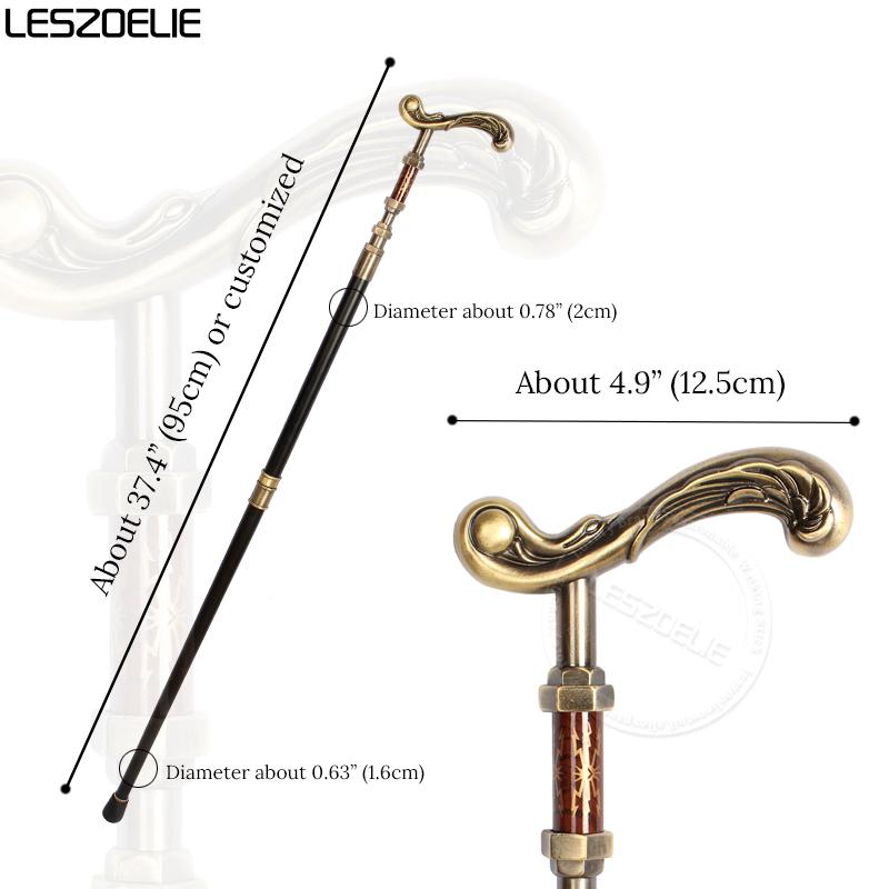 Elegant Luxury Walking Stick Men Decorative Walking Cane Women Bronze Handle Noble Pattern Fashionable Vintage Cane