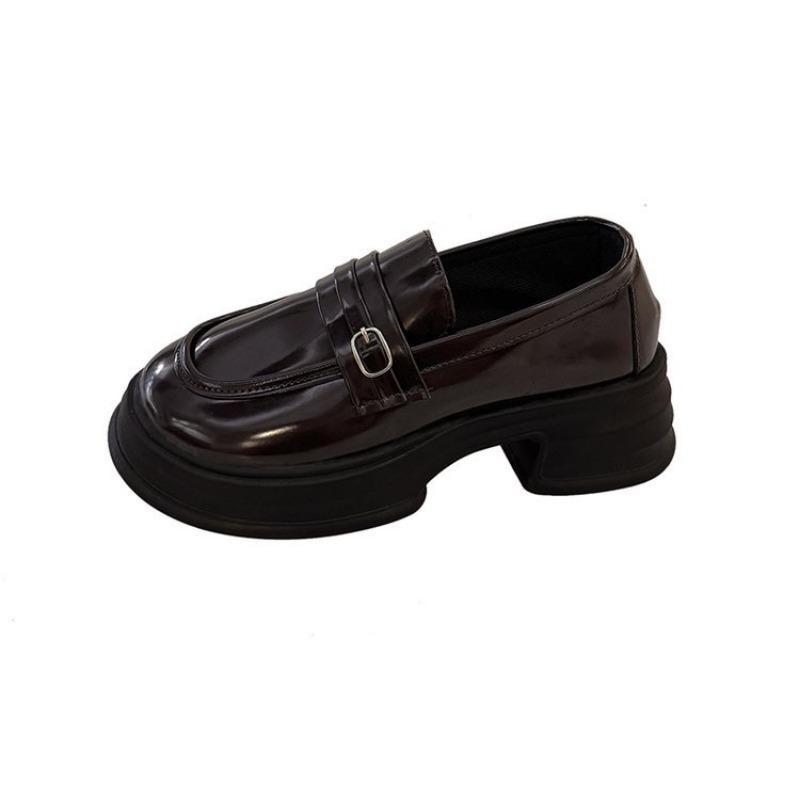 

Light mouth and one foot autumn retro solid color small leather shoes versatile platform Mary Jane shoes 40