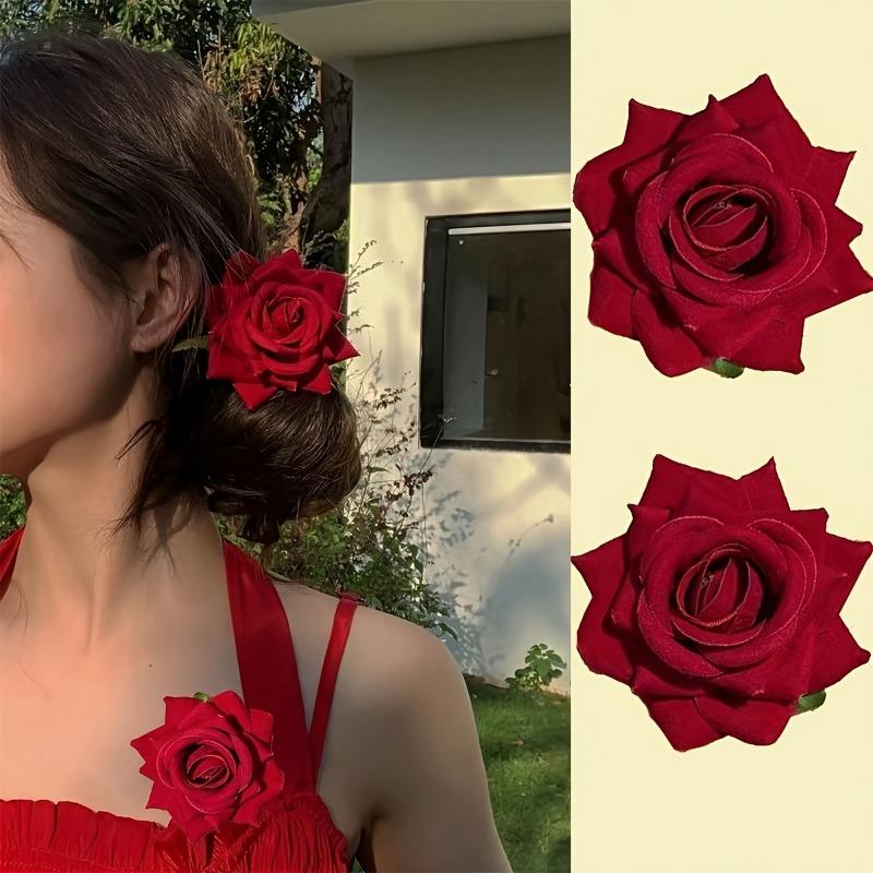 4Pcs Rose Hair Clips Bridal Wedding Party Hair Accessories Women Elegant Floral Hair Ornaments Special Occasions Daily Styling