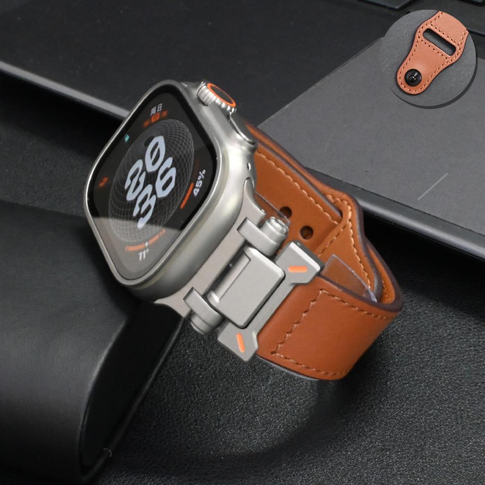 Luxury Leather Strap for Apple Watch Ultra 3 2 49mm 46mm 45mm 44mm Correa Men Loop Bracelet Iwatch Series 11 10 9 8 7 6 5 4 SE 3