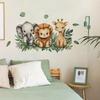Jungle Animal Cartoon Wall Stickers, Elephant Lion Giraffe Self-Adhesive Decor for Bedroom Living Room Home Decoration
