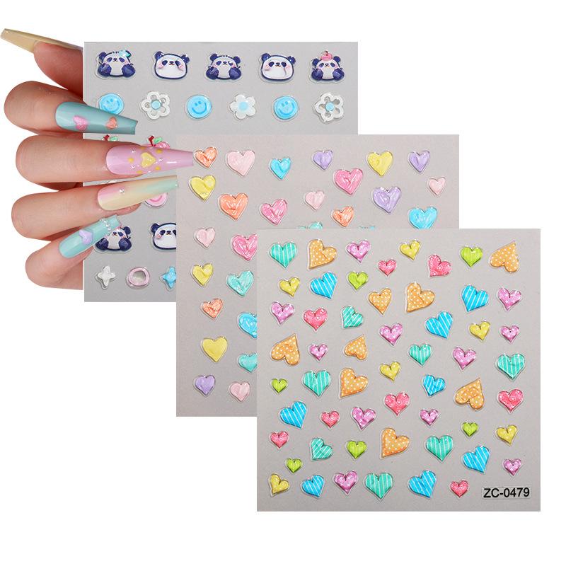 Nya japanska nagelklistermärken 5D tredimensionella mjukt lim präglade ljuslyxiga nagelklistermärken