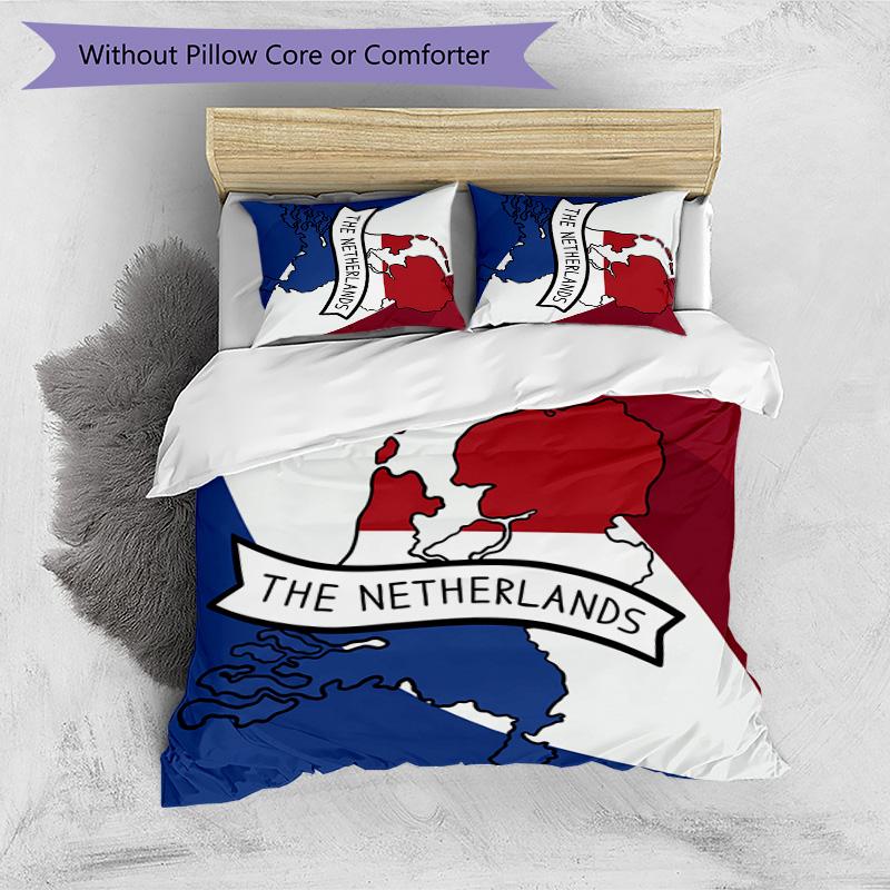 Netherlands Football Printed Bedding 3 Piece Set Cozy Breathable Bed Cover Set as Housewarming Holiday Gift