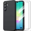 Case for Samsung Galaxy A18 4G/5G, Slim Flexible Matte Black Liquid Silicone - 2 Tempered Glasses