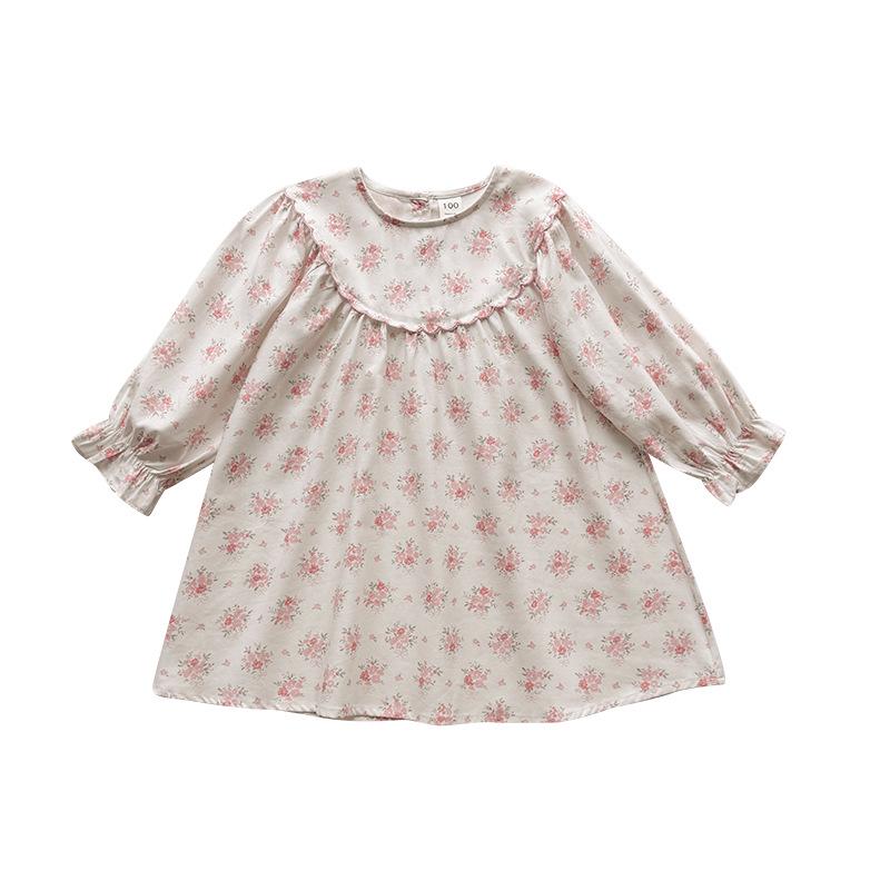 2026 Autumn French Retro Girls' Stylish Cotton Long-Sleeve Dress