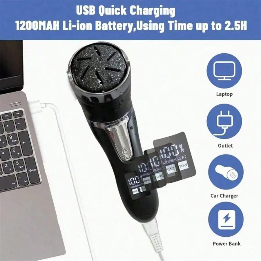 Electric Foot Pedicure Device With Dust Collector And Lcd Display, Usb Charging For Foot Callus Removing And Exfoliating