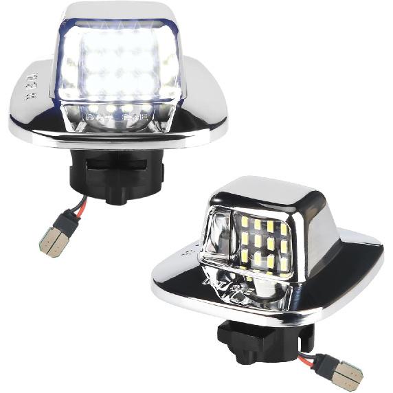 LED License Plate Light Lamp Assembly Compatible With 1988-1999 Chevy C1500 K1500 Silverado Sierra Pickup Tahoe Yukon Blazer S10 Sonoma S15 Chrome