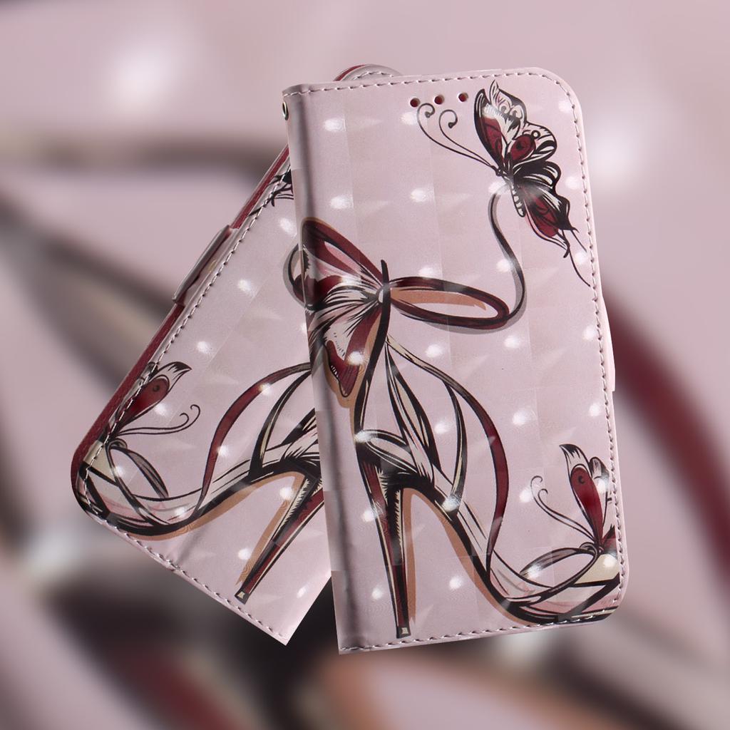 3D malba Butterfly High Heels Pattern Peněženka PU kožené pouzdro pro iPhone Samsung Umidigi Infinix TECNO...Vhodné pro více než 900 modelů telefonů